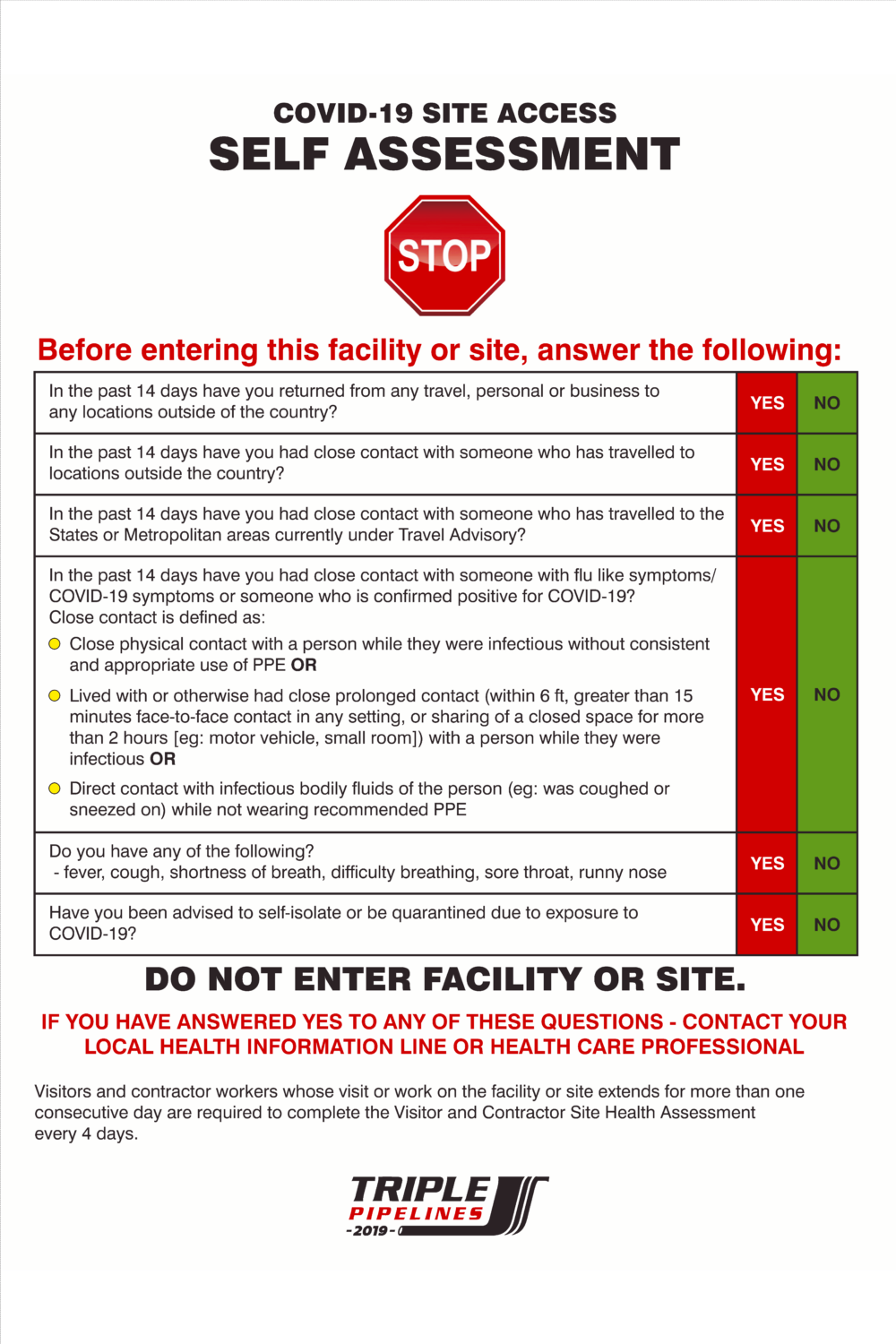 COVID19 Self Assessment Poster Legacy Signs and Graphics